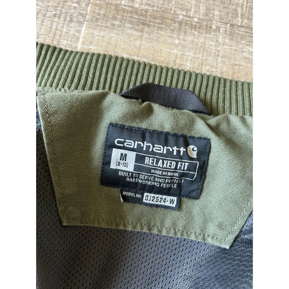 Carhartt Crawford Bomber Jacket Womens M Green Canvas Relaxed Fit OJ2524-W - Picture 3 of 16
